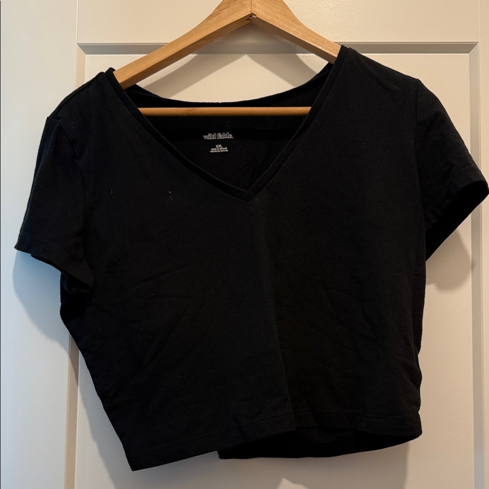 wild fable Black V-Neck Crop Top